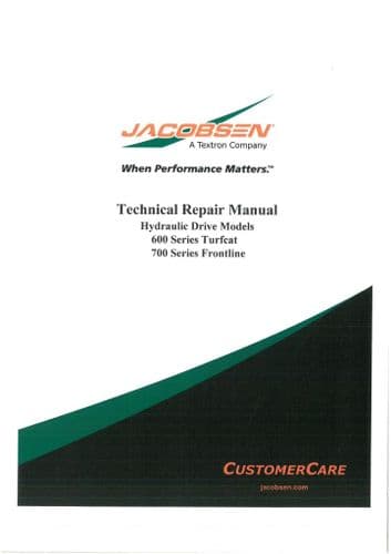 Jacobsen Mower Turfcat 600 & 700 Frontline Workshop Service Manual