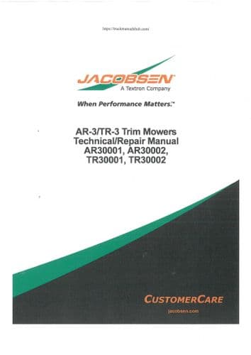 Jacobsen Ride on Trim Mower AR30001 AR30002 TR30001 TR30002 Workshop Service Repair Manual