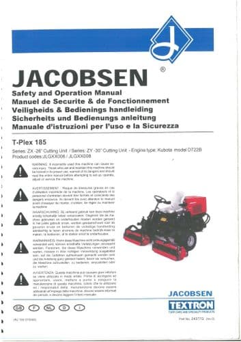 Jacobsen T-PLEX 185 Mower Operators Manual