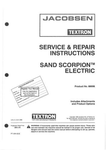 Jacobsen  Tractor Sand Scorpion Workshop Service Manual