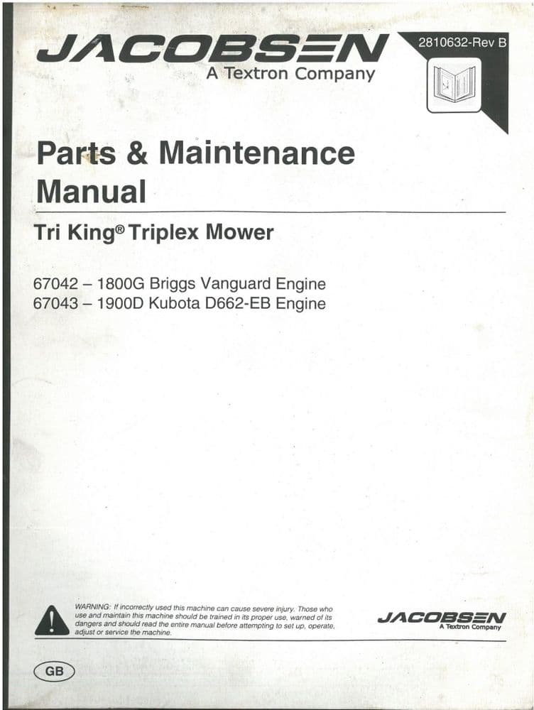Jacobsen Tri-King Triplex Grass Mower Machine Parts and Maintenance ...