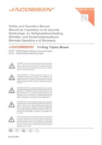 Jacobsen Triplex Mower Tri King Operators Manual