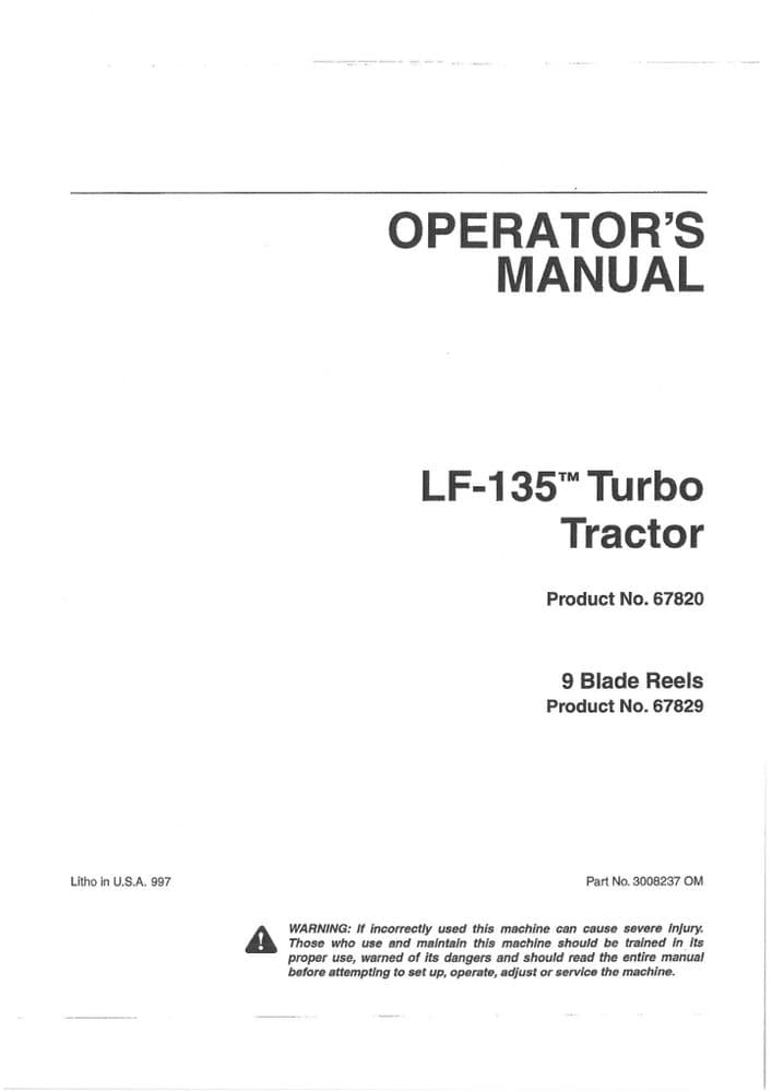 Jacobsen Turbo Tractor LF-135 Operators Manual