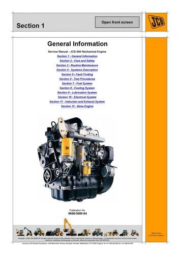 JCB Engine Model No 444 Workshop Service Manual