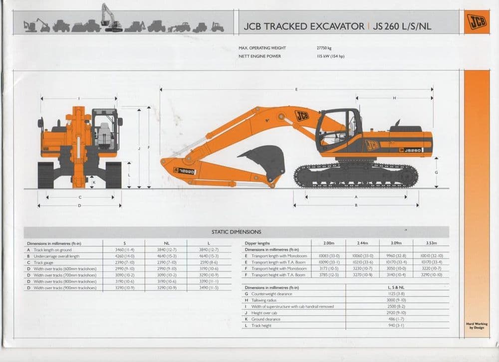 JCB Excavator Tracked JS260L/S/LN Brochure