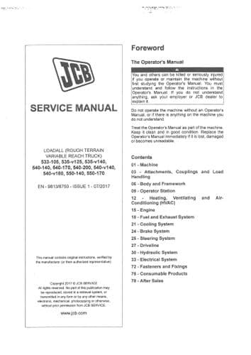 JCB Loadall 533-105-535-v125-535-v140-540-140-540-170-540-200-540-v140-540-v180 Workshop Manual