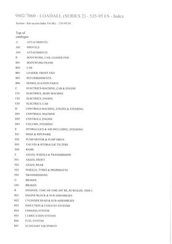JCB Loadall 535-95 FS Farm Special Parts Manual