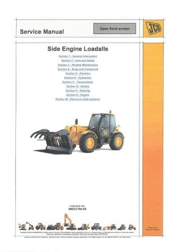 JCB Loadall Telehandler 531-70 535-95 536-60 541-70 533-105 536-70 526-56 Workshop Service Manual