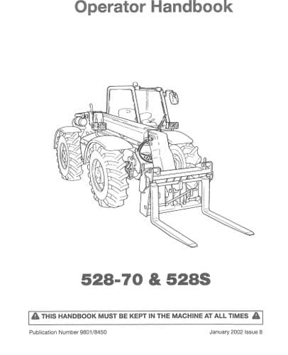 JCB Loadall Telescopic Handler 528-70 & 528S Operators Manual