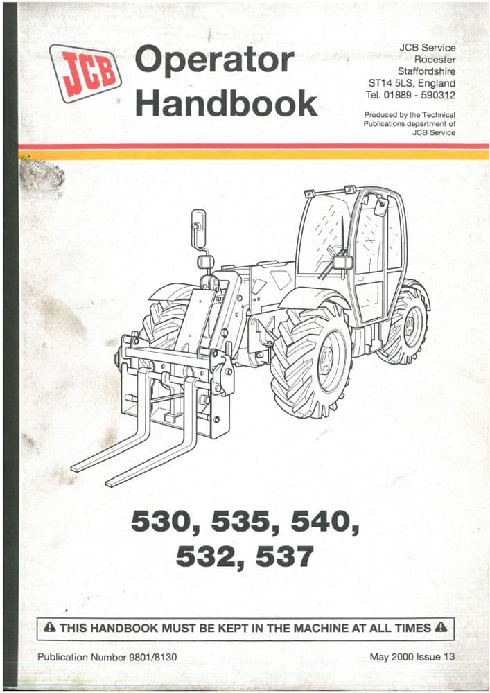 JCB Loadall Telescopic Handler 530 532 535 537 540 Operators Manual