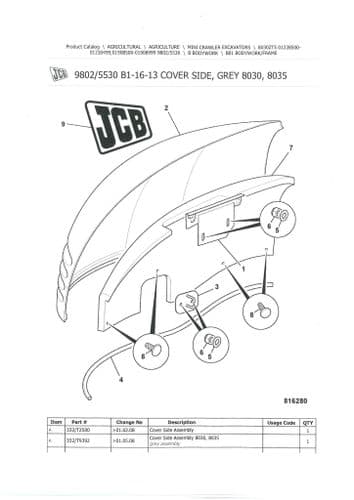 JCB Mini Crawler Excavator 8030ZTS 8035ZTS  Parts Manual 8030 8035  ZTS