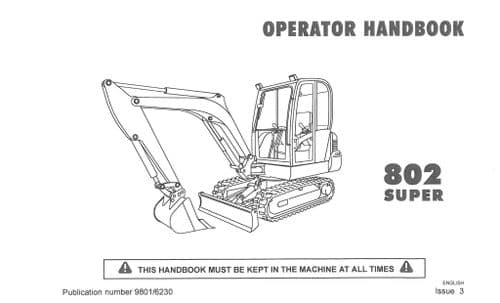 JCB Mini Excavator Digger 802 Super Operators Manual