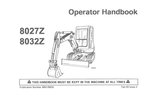 JCB Mini Excavator Digger 8027Z & 8032Z Operators Manual