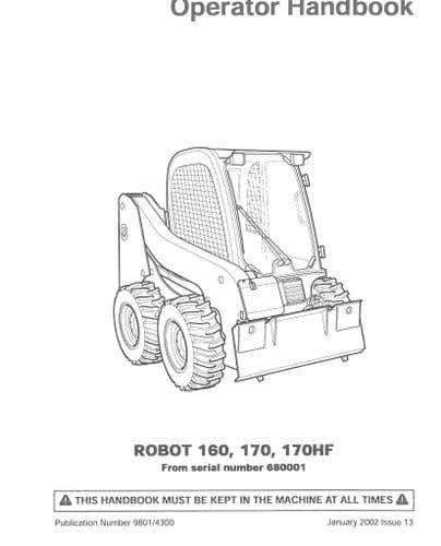 JCB Robot 160, 170 & 170HF Operators Manual