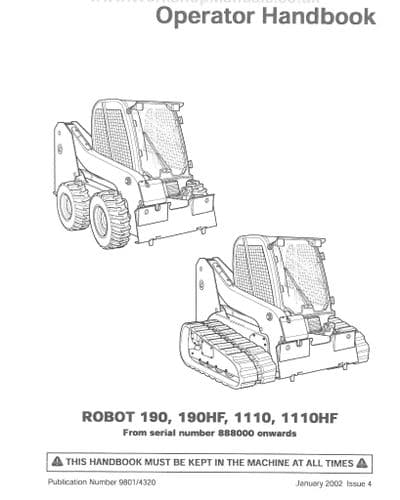 JCB Robot 190, 190HF, 1110 & 1110HF Operators Manual