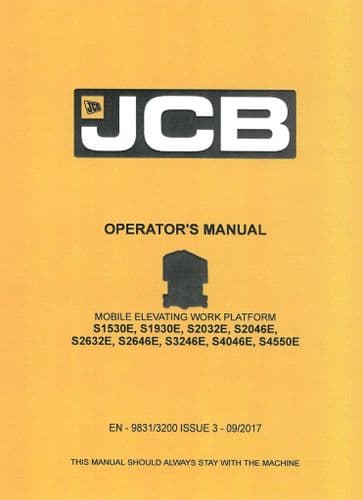 JCB Scissor Lift Elevating Works Platform S1530E S1930E S2032E S2046E S2632E S2646E Operators Manual