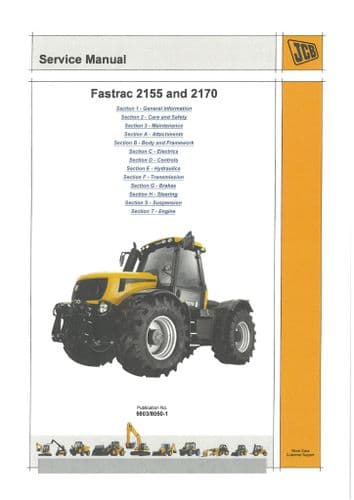 JCB Tractor Fastrac 2155 & 2170 Workshop Service Manual