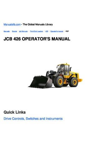JCB Wheel Loader 426 436 456 Tier 2 Operators Manual