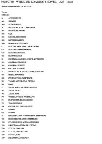 JCB Wheeled Loader 426 Parts Manual