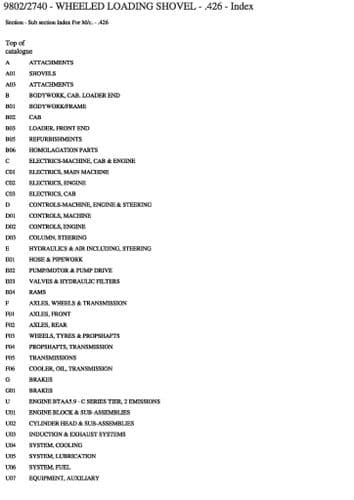 JCB Wheeled Loader 426 Parts Manual