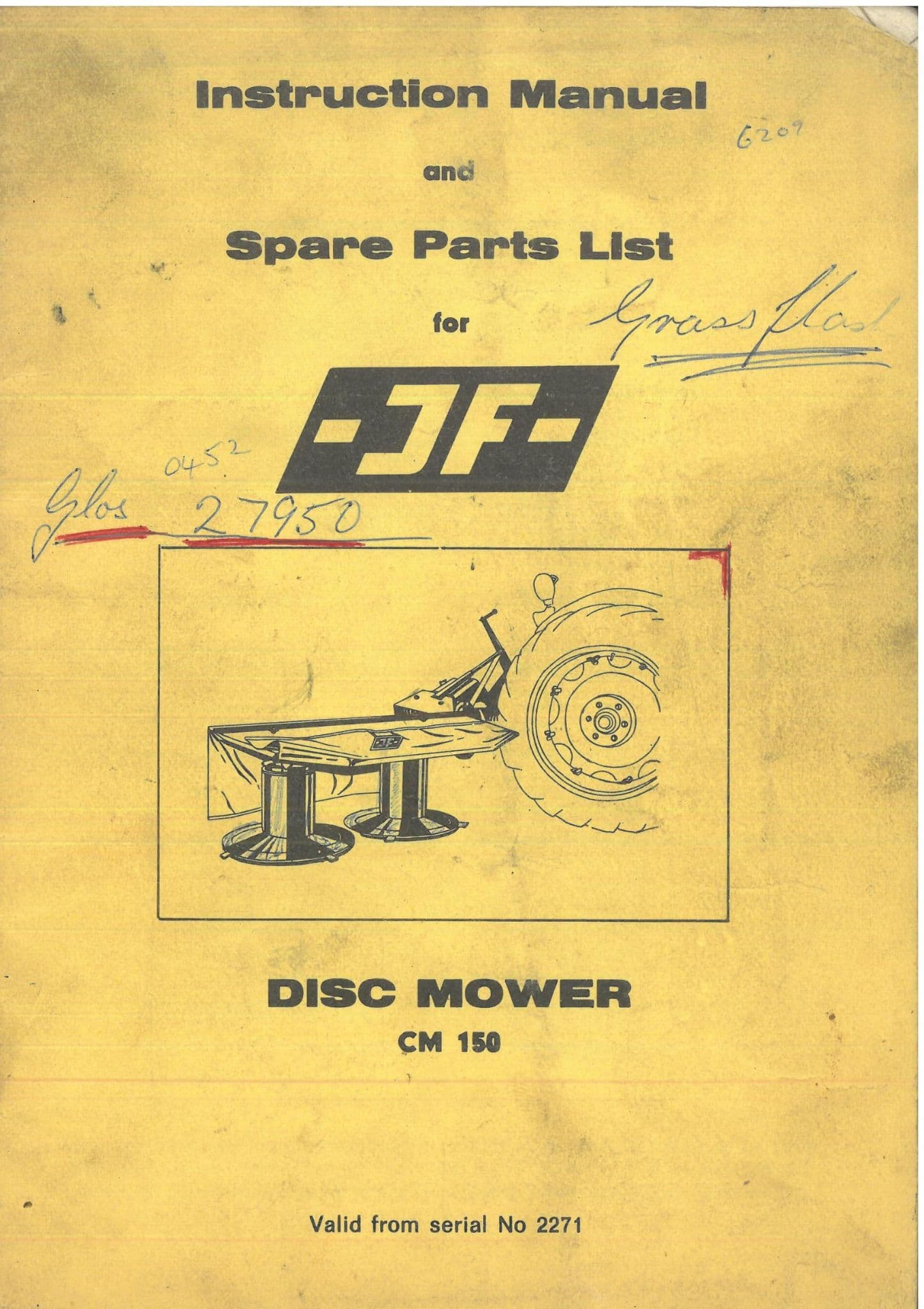 Operator Disc JF Disc Mower CM 150 Operators & Parts Manual - ORIGINAL