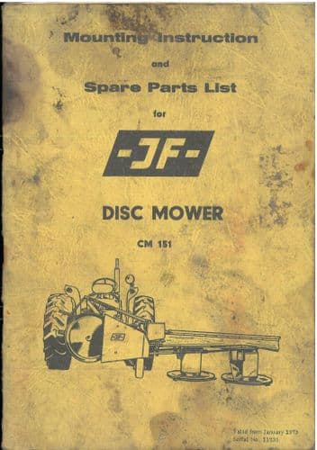 JF Disc Mower CM 151 CM151 Operators Parts Manual ORIGINAL jf-disc-mower-cm-151-cm151-operators-parts-manual-original