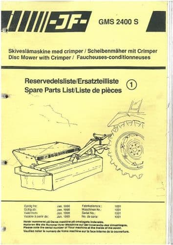 JF Disc Mower GMS2400S Parts Manual - GMS 2400 S