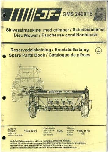 JF Disc Mower GMS2400TS Parts Manual - GMS 2400 TS