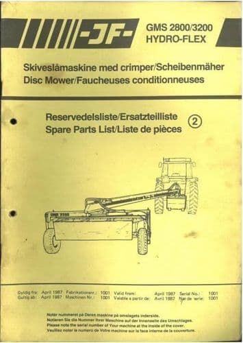 JF Disc Mower GMS2800 GMS3200 Hydro-Flex Parts Manual