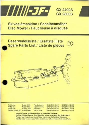 JF Disc Mower GX2400S GX2800S Parts Manual - GX 2400S 2800S