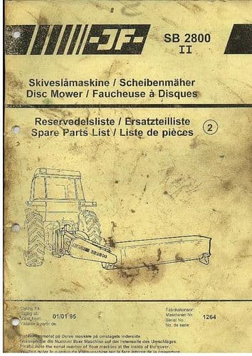 JF Disc Mower SB2800 II Parts Manual