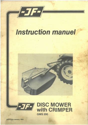 JF Disc Mower with Crimper GMS200 Operators Manual