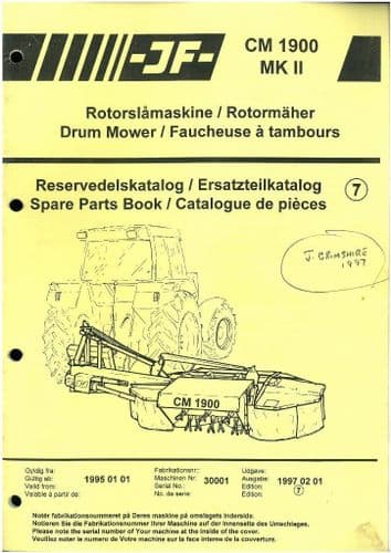 JF Drum Mower CM1900 MKII Parts Manual - CM 1900 MK2