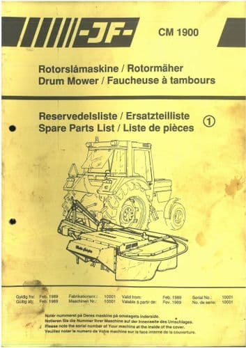 JF Drum Mower CM1900  Operators Manual
