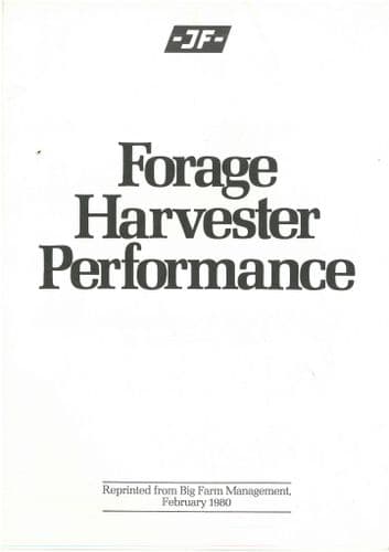 JF Forage Harvester Performance Brochure