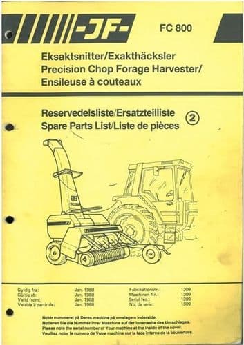 JF Precision Chop Forage Harvester FC800 FC 800 Parts Manual