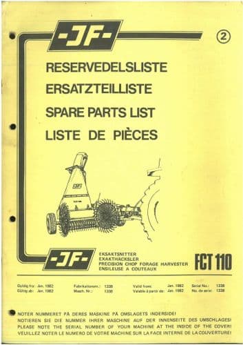 JF Precision Chop Forage Harvester FCT 110 Parts Manual - FCT110