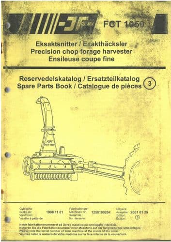 JF Precision Chop Forage Harvester FCT1050 Parts Manual - Forager FCT 1050 - ORIGINAL