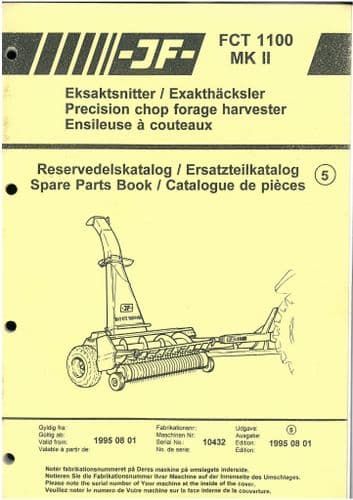 JF Precision Chop Forage Harvester FCT1100 MKII Parts Manual - FCT 1100 MKII