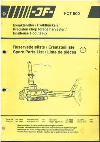 JF Precision Chop Forage Harvester FCT800 FCT 800 Parts Manual - Forager