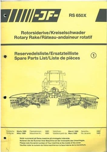 JF Rake RS650X Parts Manual - RS 650 X