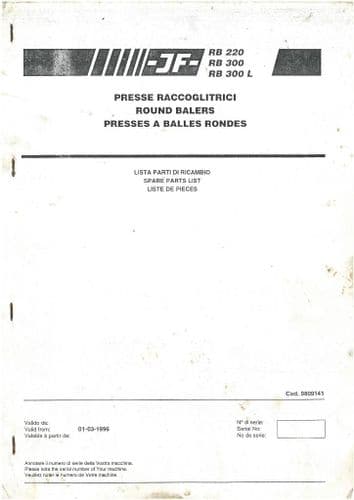 JF Round Baler RB220, RB300, RB300L Parts Manual