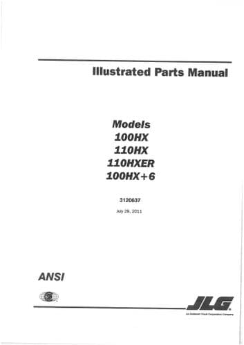 JLG Boom Lift 100HX 110HX 110HXER 100HX+6 Parts Manual