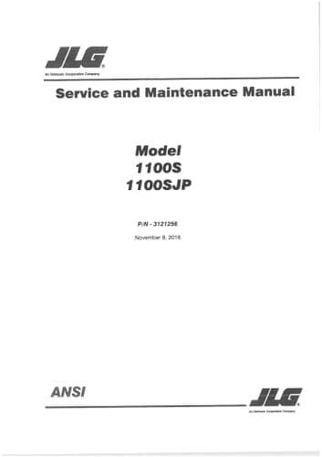 JLG Boom Lift 1100S 1100SJP Workshop Manual