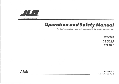 JLG Boom Lift 1100SJ Operators Manual