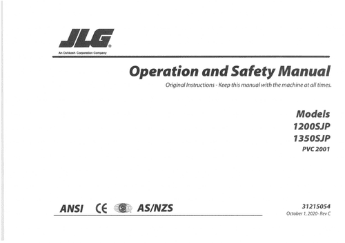 JLG Boom Lift 1200SJP 1350SJP Operators Manual