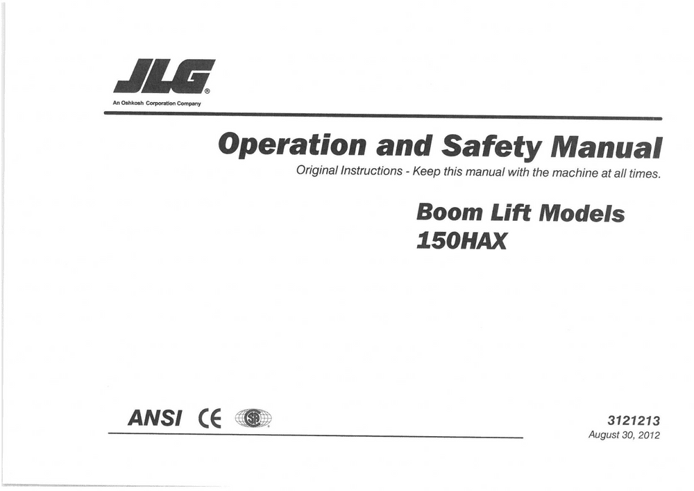 JLG Boom Lift 150HAX Operators Manual