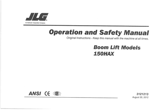 JLG Boom Lift 150HAX Operators Manual