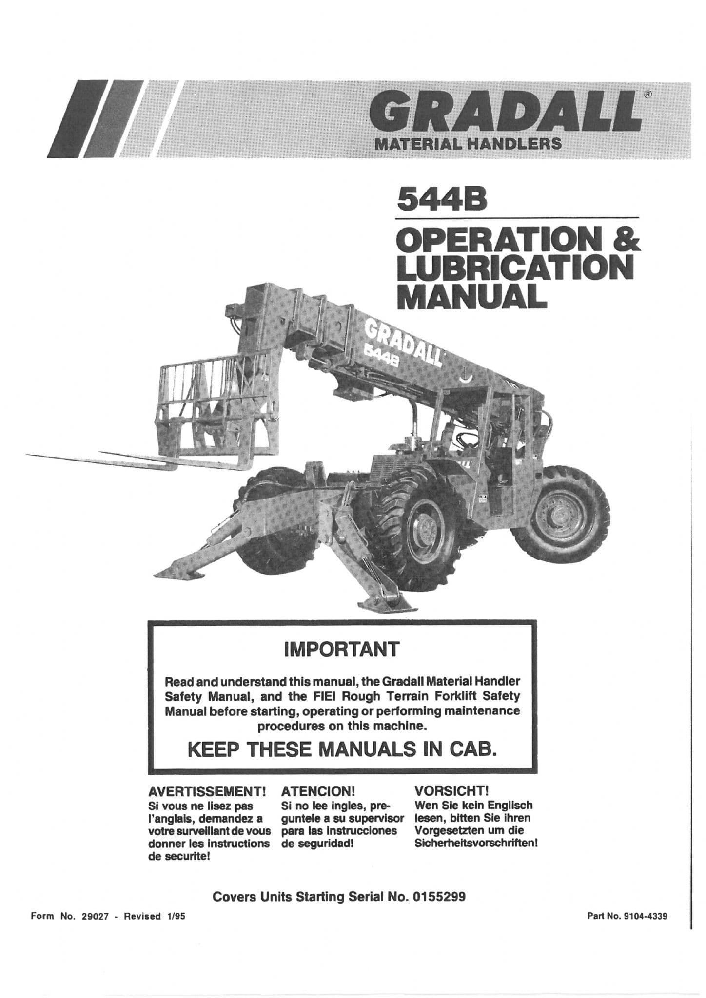 JLG Gradall Telehandler 544B Operators Manual