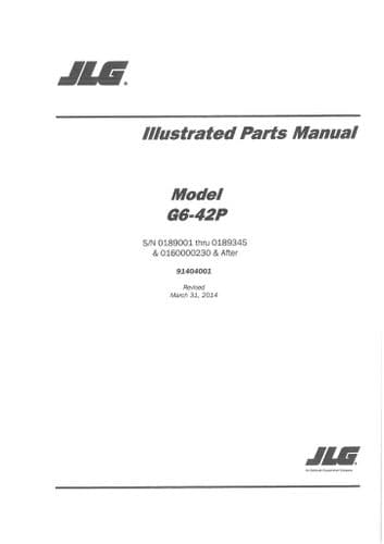 JLG Gradall Telehandler G6-42P Parts Manual